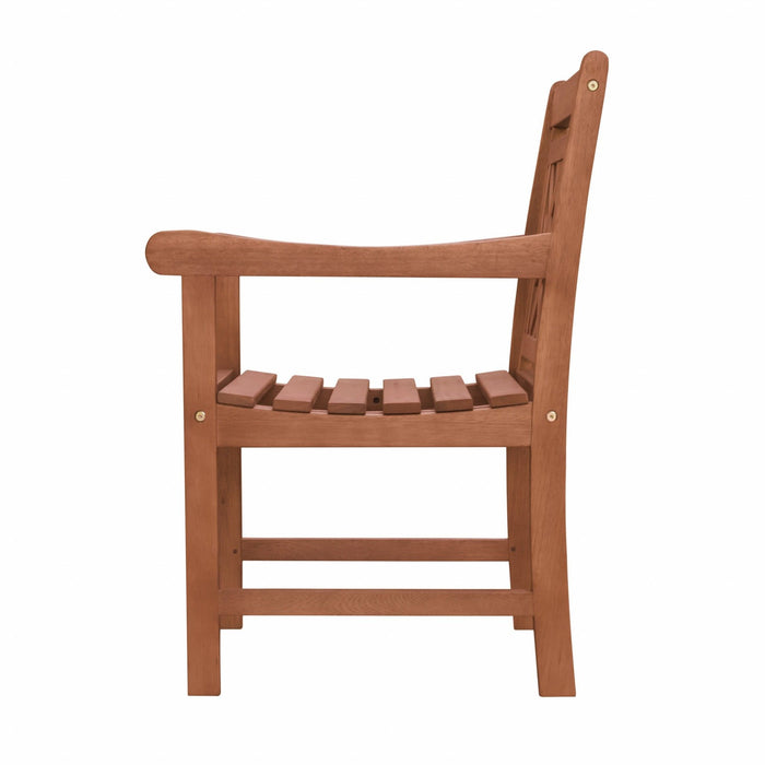 Dining Armchair With Hatched Back - Brown