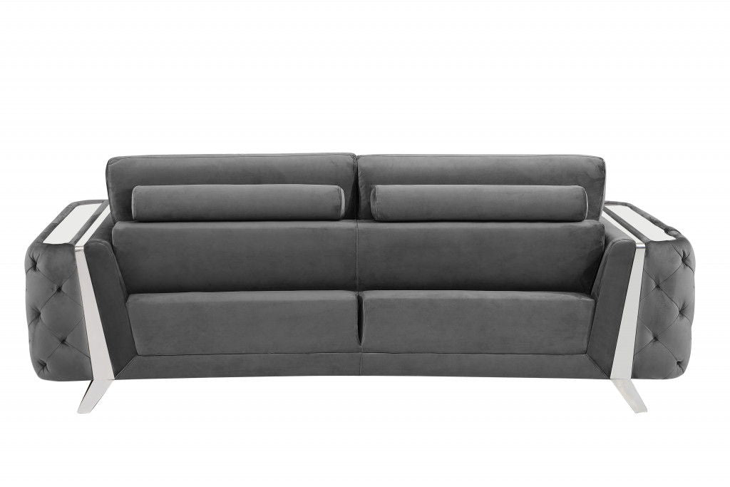 Sofa With Silver Legs - Gray