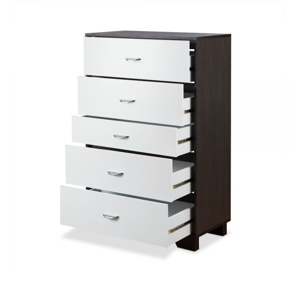 Five Drawer Standard Chest - Brown / White