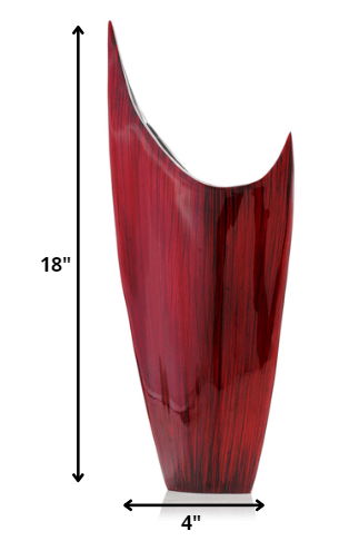 Pointed Vase - Red Glaze And Silver