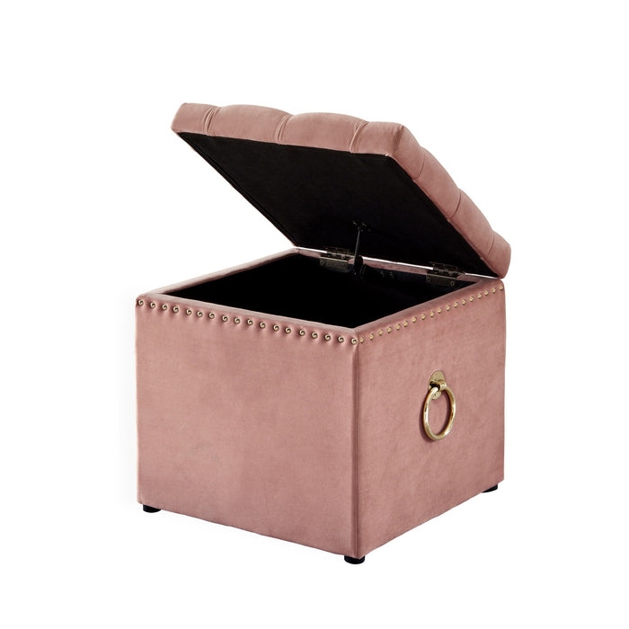 Velvet Tufted Storage - Blush / Black