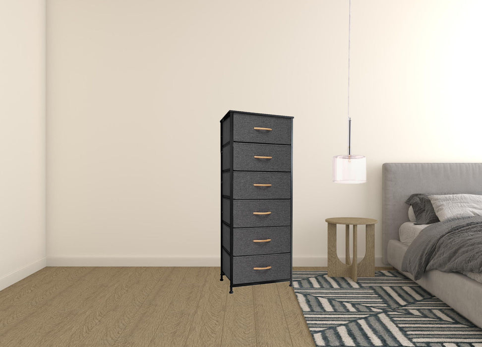 Fabric 6 Drawer Chest - Gray / Black