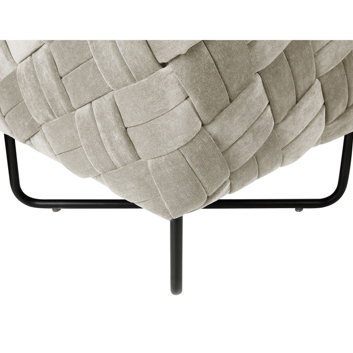 Velvet Cube Ottoman - Cream / Black