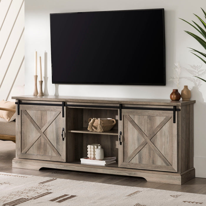 Farmhouse Sliding X Barn Door TV Stand