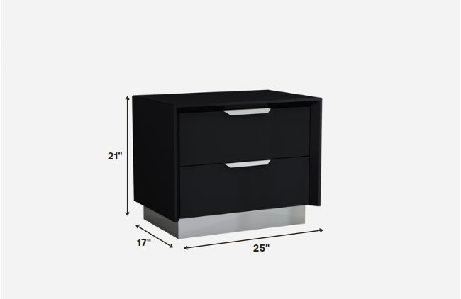 Two Drawers Nightstand - Black / Gray