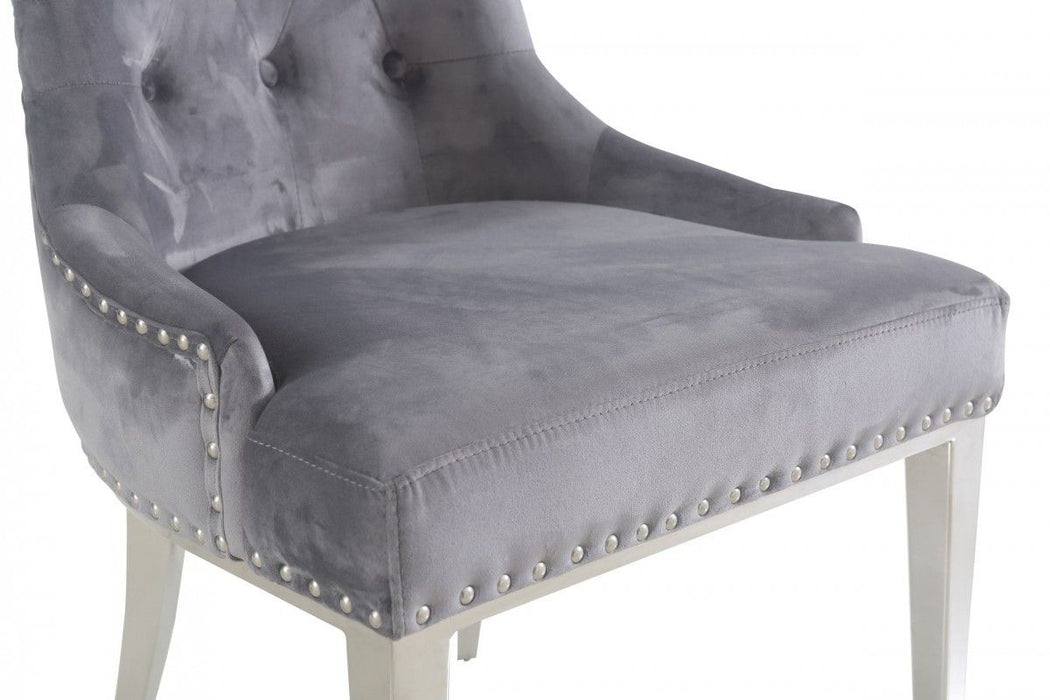 Tufted Dining Chairs (Set of 2) - Gray Velvet