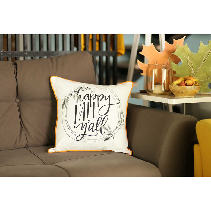 18"Lx18"H Thanksgiving Quote Printed Decorative Throw Pillow Cover - Black And White