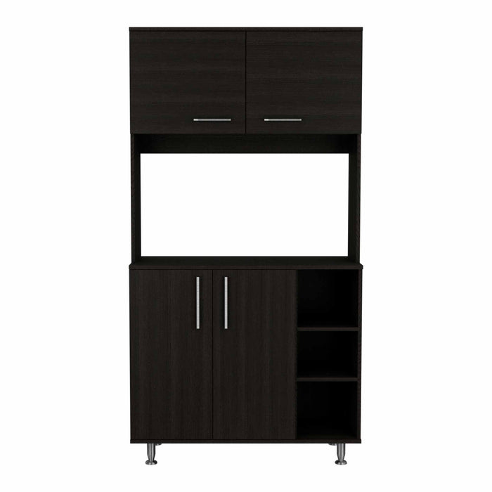 Modern Kitchen Cabinet with 2 Storage Shelves - Black