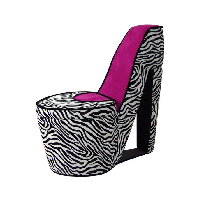 Faux Suede Animal Print Side Chair - Black / White