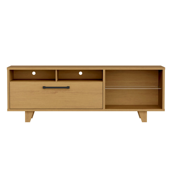 Manufactured Wood Open Shelving TV Stand - Brown