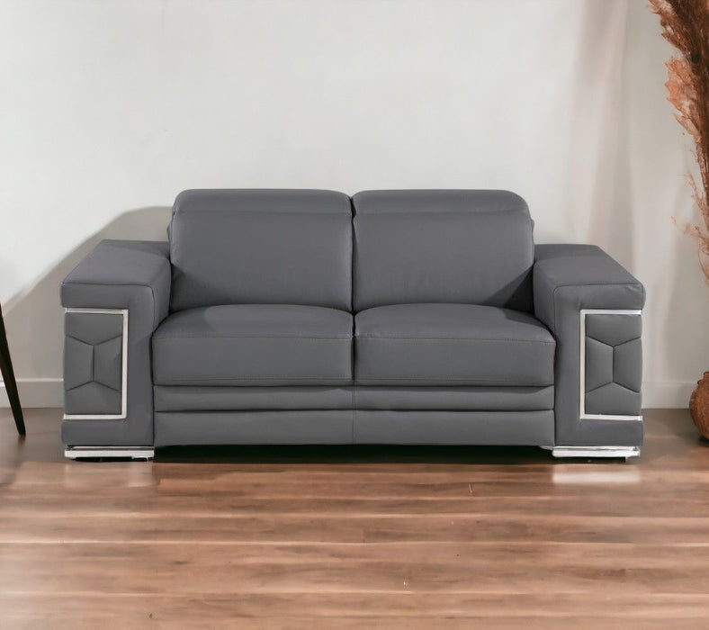 Genuine Love Seat Leather - Silver / Gray