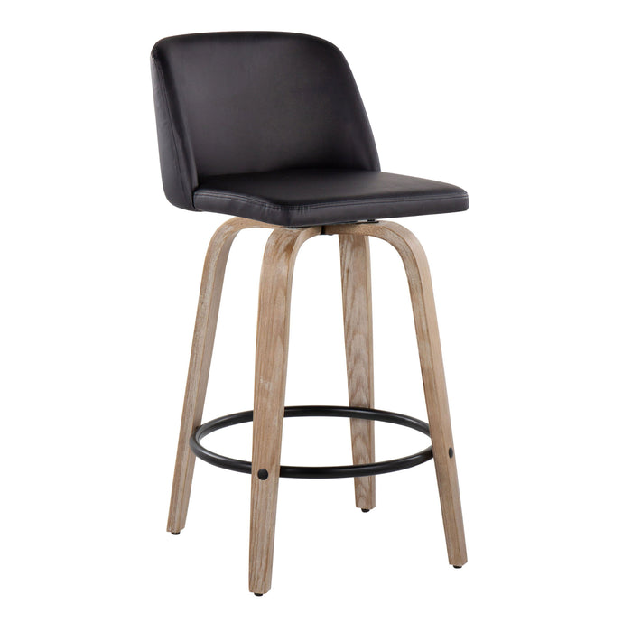 Toriano - Contemporary Fixed-Height Counter Stool & Swivel With Round Footrest (Set of 2)