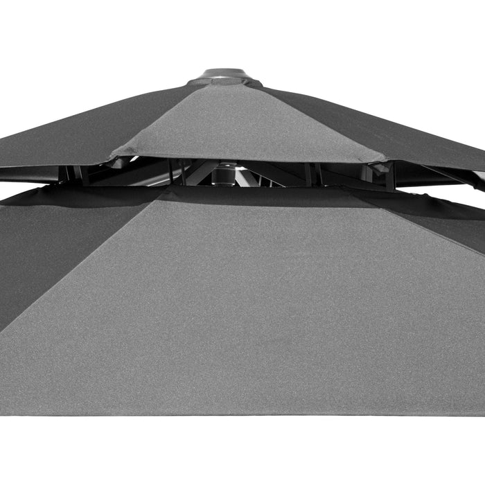 Polyester Round Tilt Cantilever Patio Umbrella With Stand - Dark Gray