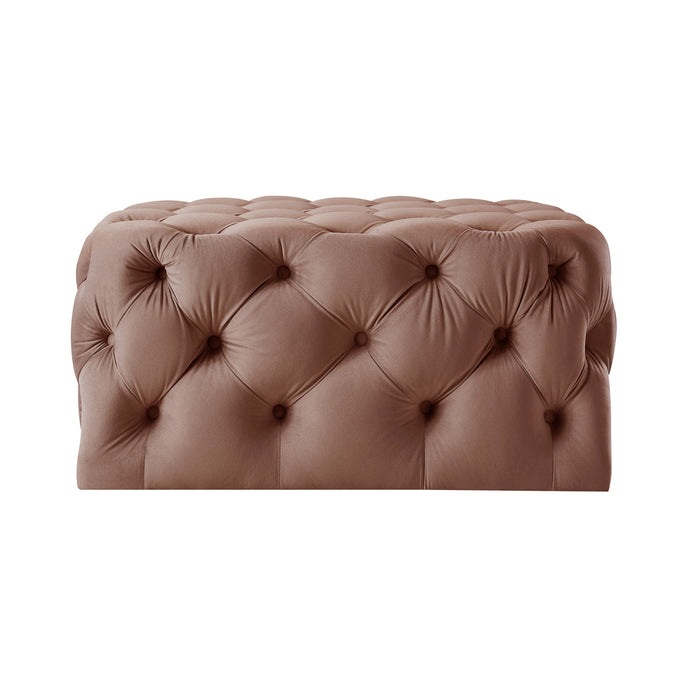 Velvet Rolling Tufted Cocktail Ottoman - Blush