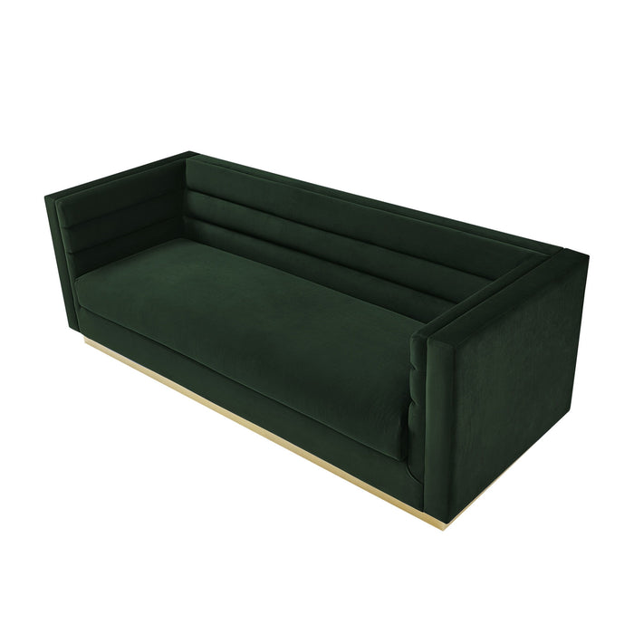 Velvet Sofa With Gold Legs - Hunter Green