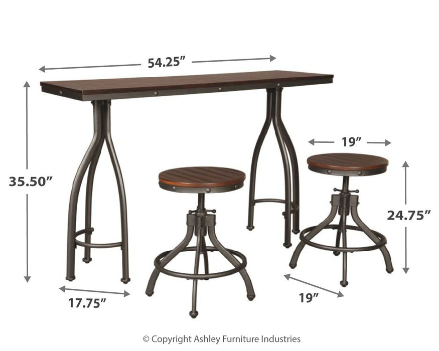 Odium - Rustic Brown - RECT DRM Counter TBL Set(Set of 3)