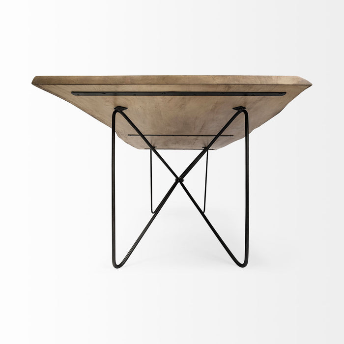 Solid Wood And Metal Dining Table - Brown / Black