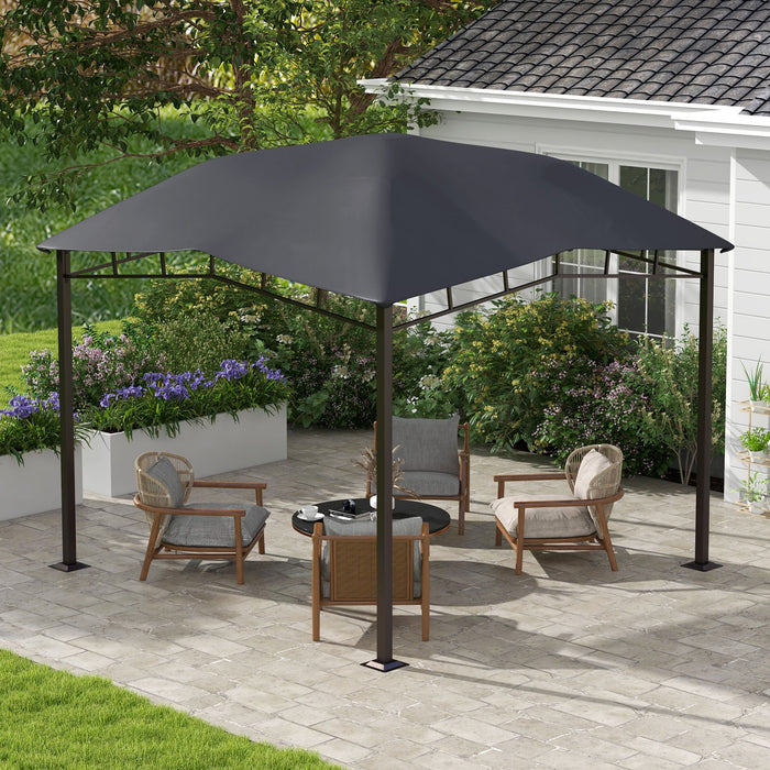 Outsunny - 10' x 10' Soft Top Patio Gazebo Outdoor Canopy With Unique Geometric Design Roof, All-Weather Steel Frame - Gray