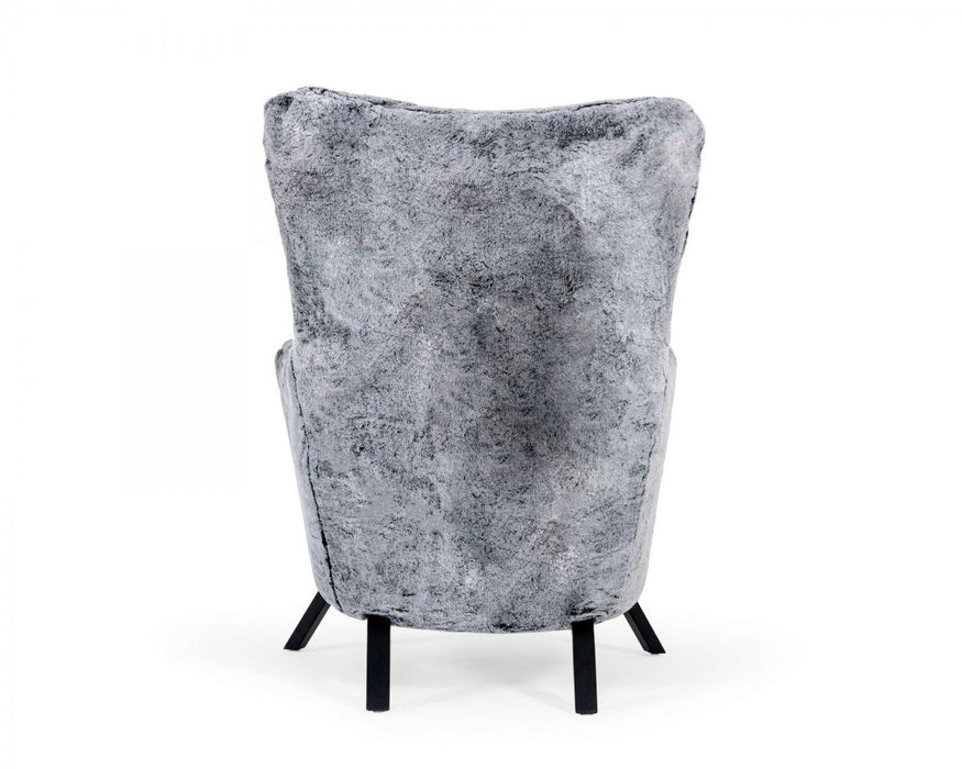 Mid Century Glam Faux Fur Accent Chair - Gray