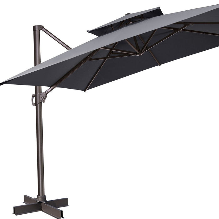 Square Tilt Cantilever Patio Umbrella With Stand - Dark Gray