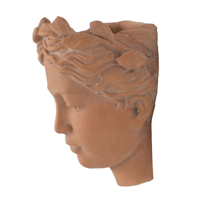 7X5.5X9" Visage Head Bust Planter, Home Wall Planter - Brown