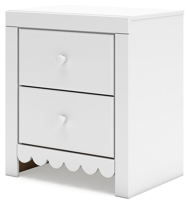 Mollviney - White - Two Drawer Night Stand