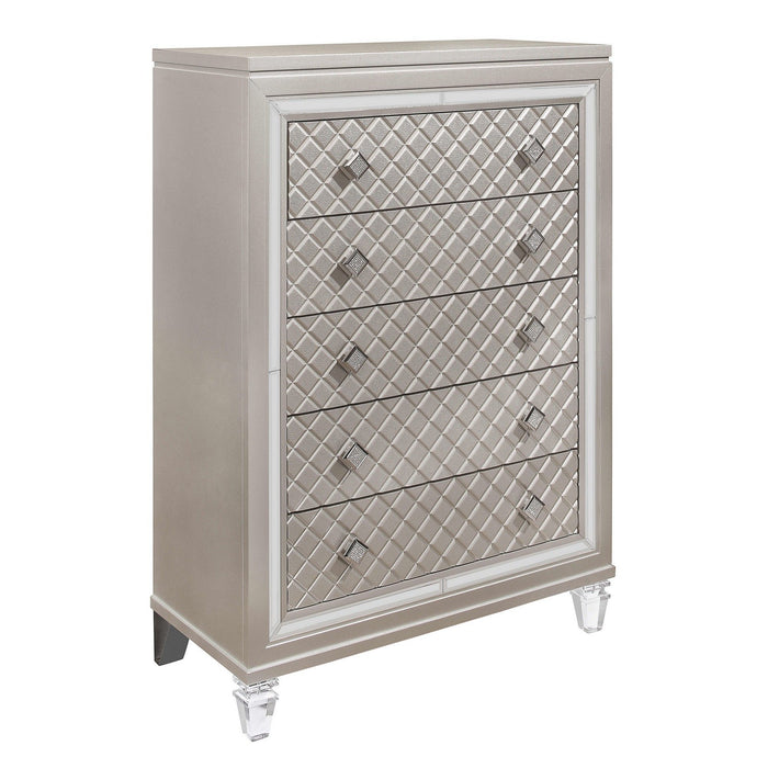 Chest With Tapered Acrylic Legs And 5 Drawers - Champagne