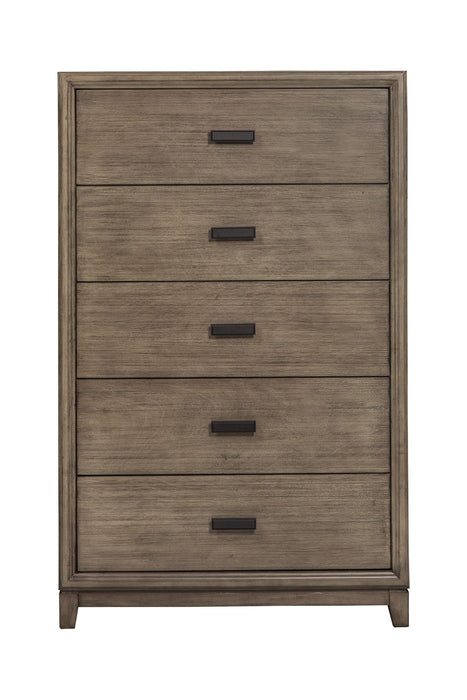 Solid Wood 5 Drawer Chest - Gray