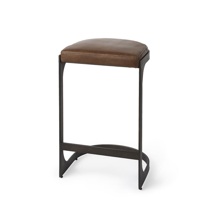 Medium Iron Backless Bar Chair - Brown / Black