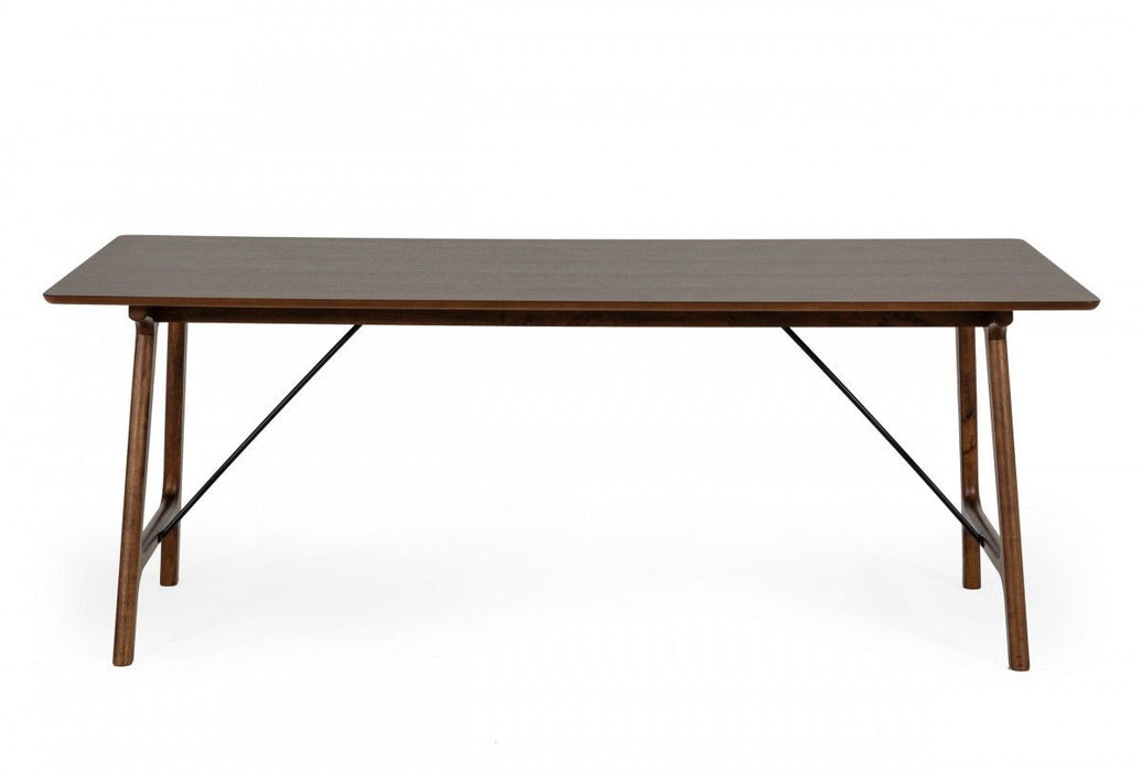 Rectangular Solid And Solid Wood Dining Table - Walnut