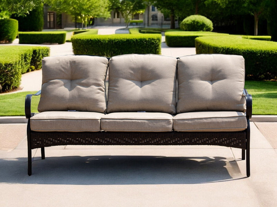 Polyester Blend Settee With Black Legs - Beige