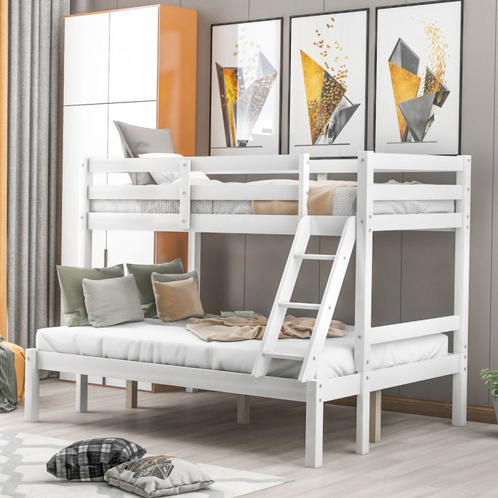 Twin Size Full Size Bunk Bed - White