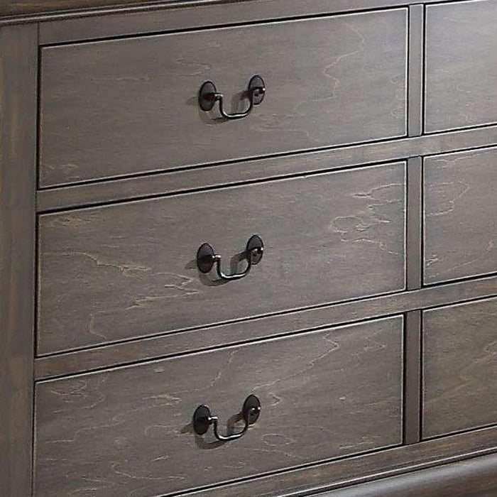 Wood Six Drawer Double Dresser - Gray