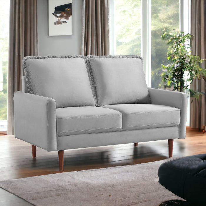 Loveseat Velvet - Gray / Dark Brown