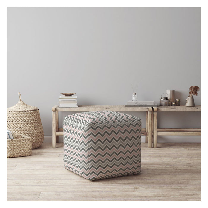 Twill Chevron Pouf Cover - Gray