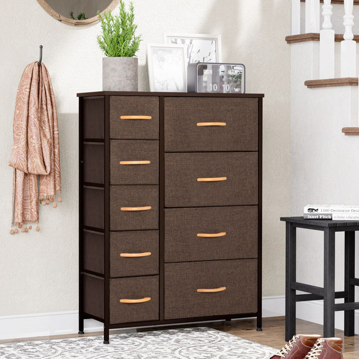 Steel And Fabric Nine Drawer Combo Dresser - Brown