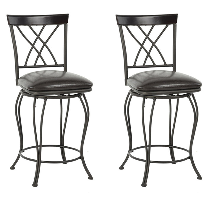 Steel Swivel Counter Height Bar Chairs (Set of 2) - Black