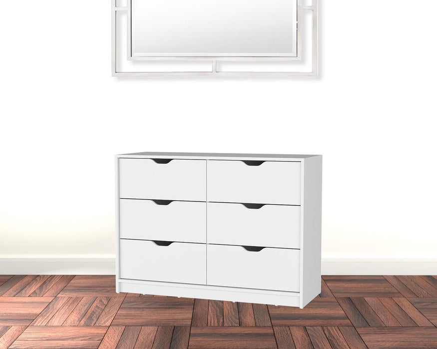 Manufactured Wood Six Drawer Modern Dresser - White