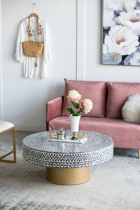 Unique Capiz Coffee Table With Pedestal Base