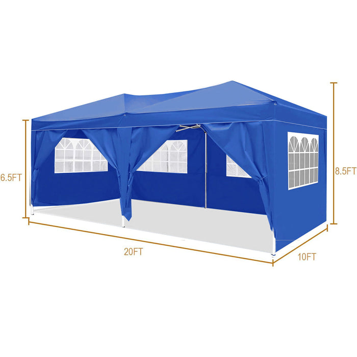 10'X20' Folding Canopy With 6 Removable Sidewalls Outdoor Event Shelter UPF 50+ Gazebo Portable Tents For Parties Beach Camping Wedding Ez Pop Up Canopy