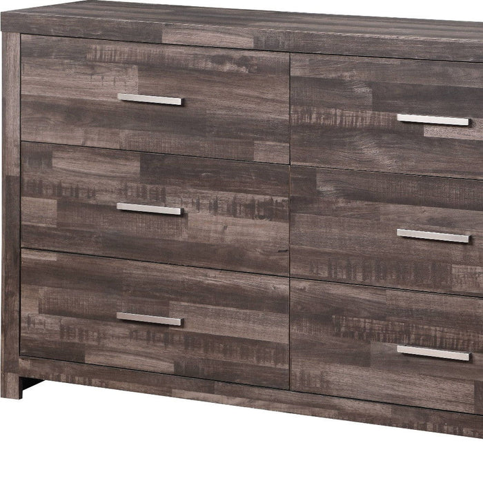 Solid Wood Six Drawer Double Dresser - Dark Brown