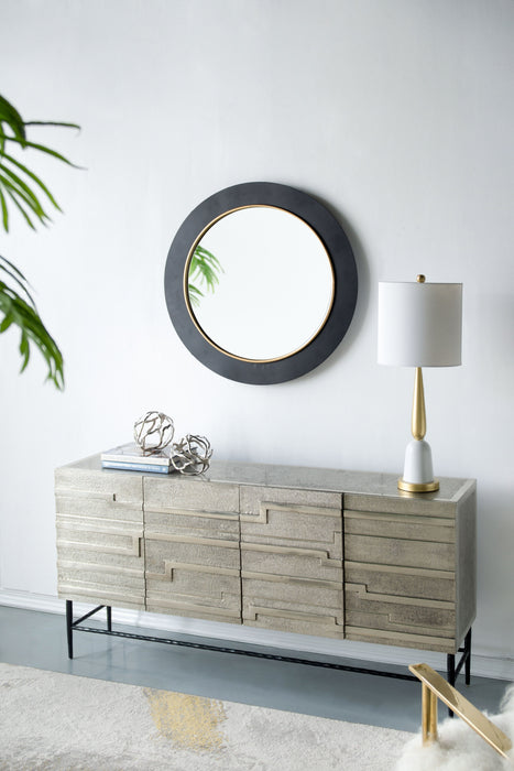 Linear 4 Door Credenza - Black / Silver