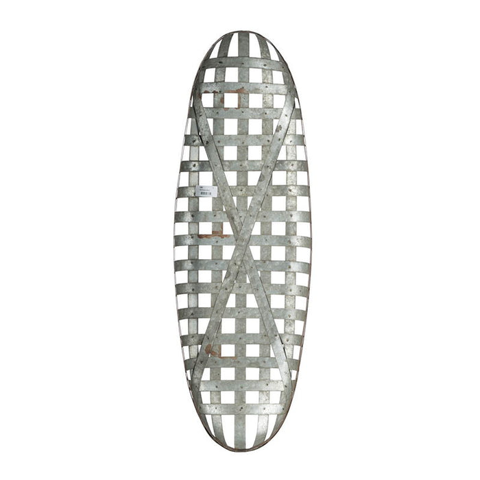 Metal Wall Art With Grid Pattern - Silver