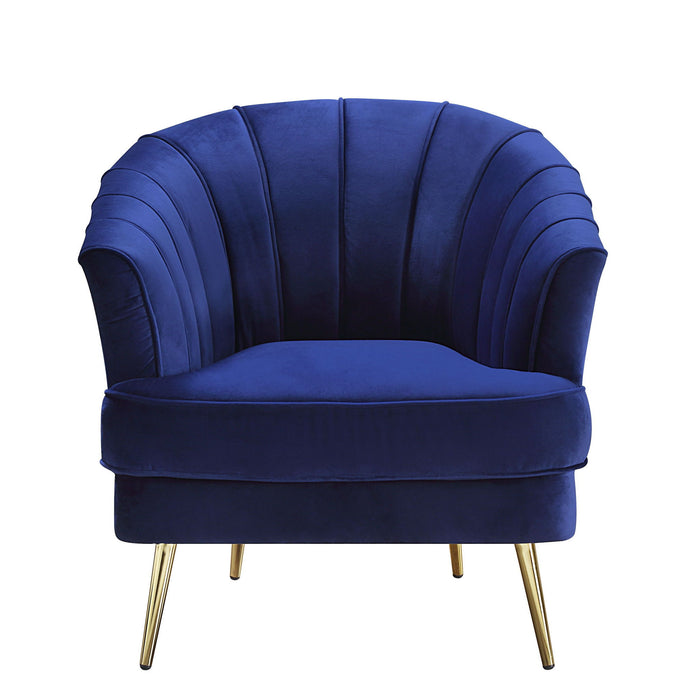 Velvet Striped Barrel Chair - Blue / Gold