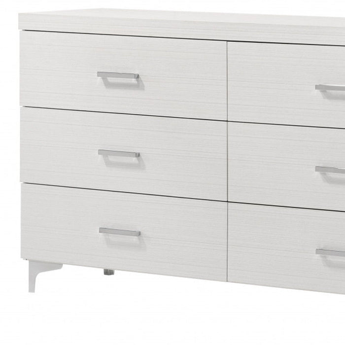 Six Drawer Double Dresser, Wooden - White