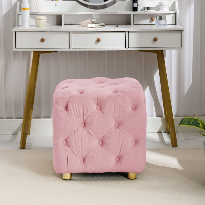 Modern Velvet Upholstered Ottoman, Exquisite Small End Table, Soft Foot Stool, Dressing Makeup Chair, Comfortable Seat For Living Room, Bedroom, Entrance