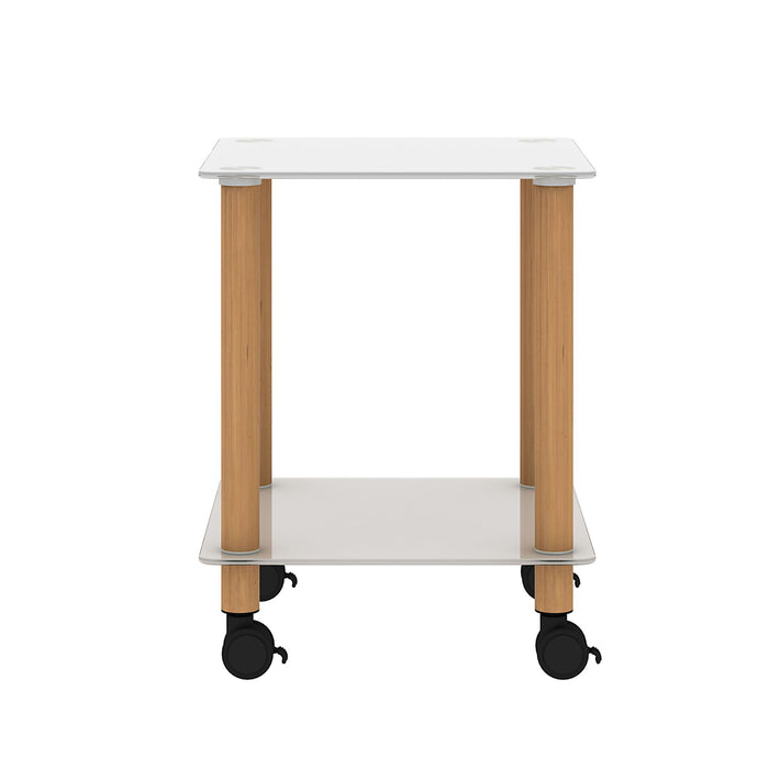 2 Piece Side Table, 2 Tier Space End Table, Modern Night Stand, Sofa Table, Side Table With Storage Shelve - White / Oak