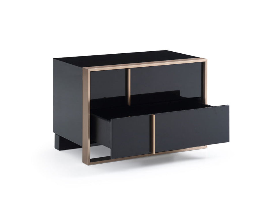 Two Drawers Nightstand - Black