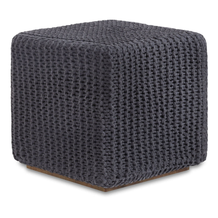 Cotton Blend, Pouf Ottoman - Gray