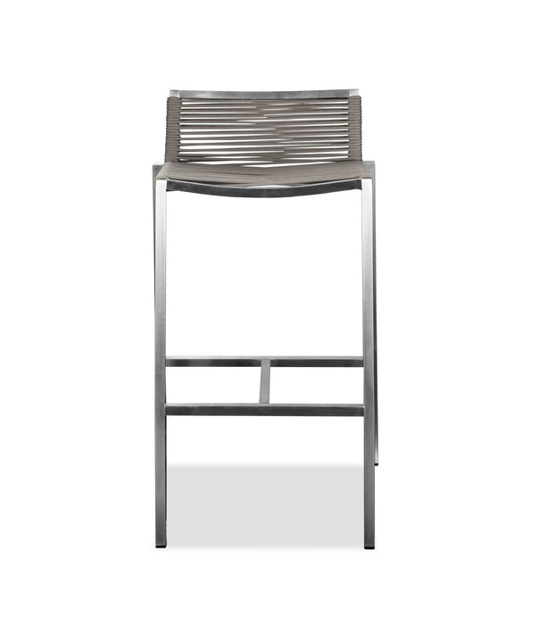 Stainless Steel Low Back Bar Height Bar Chair - Brown / Silver